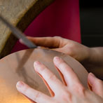 Charlotte Tollyfield at work in her studio at Yorkshire Art Space’ Persistence Works in Sheffield 2017 